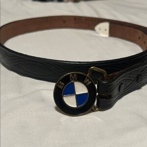 BMW Black and Brown Leather Belt with Logo